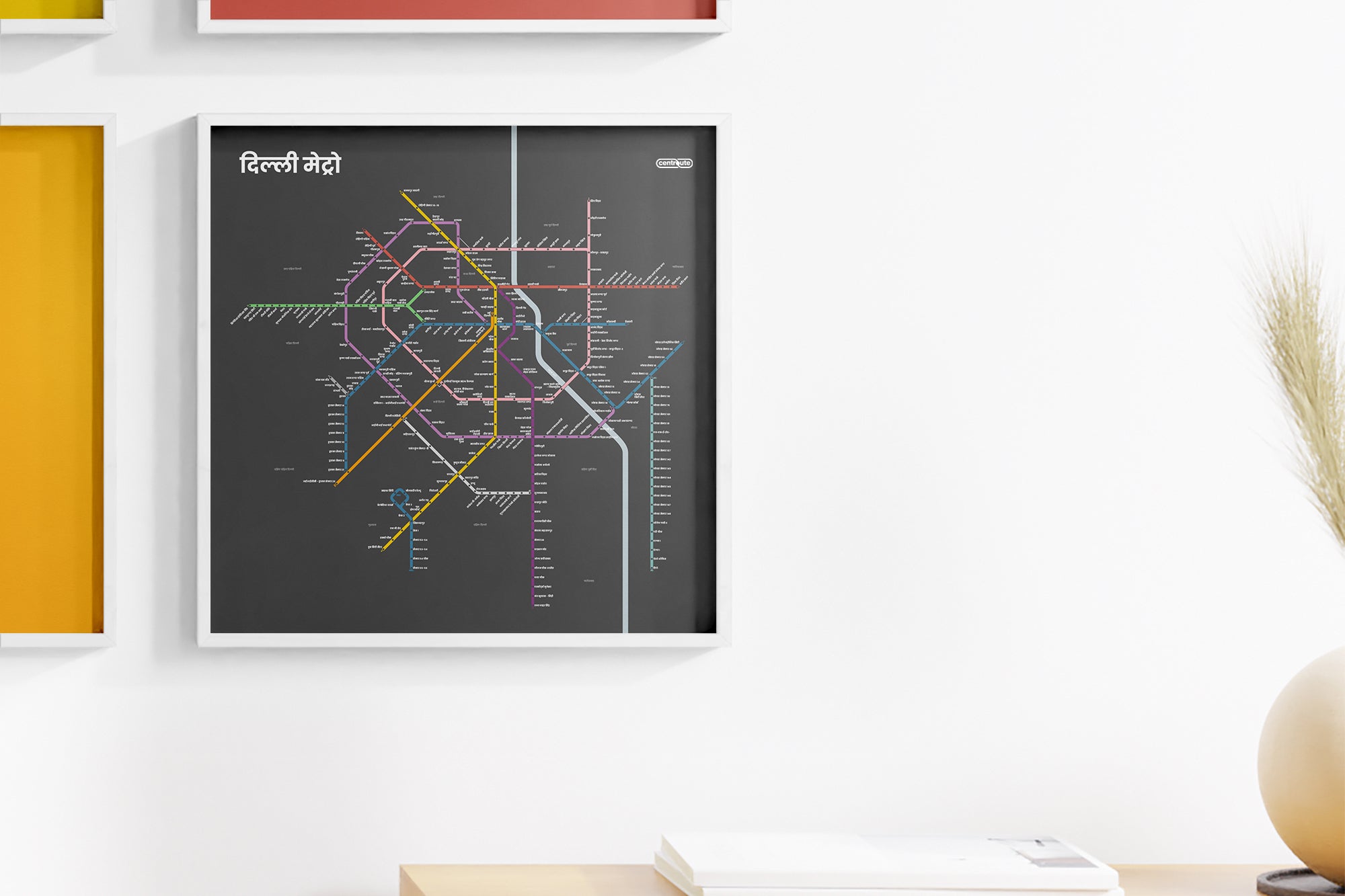 Delhi Metro / Dark Mode System Map / Hindi