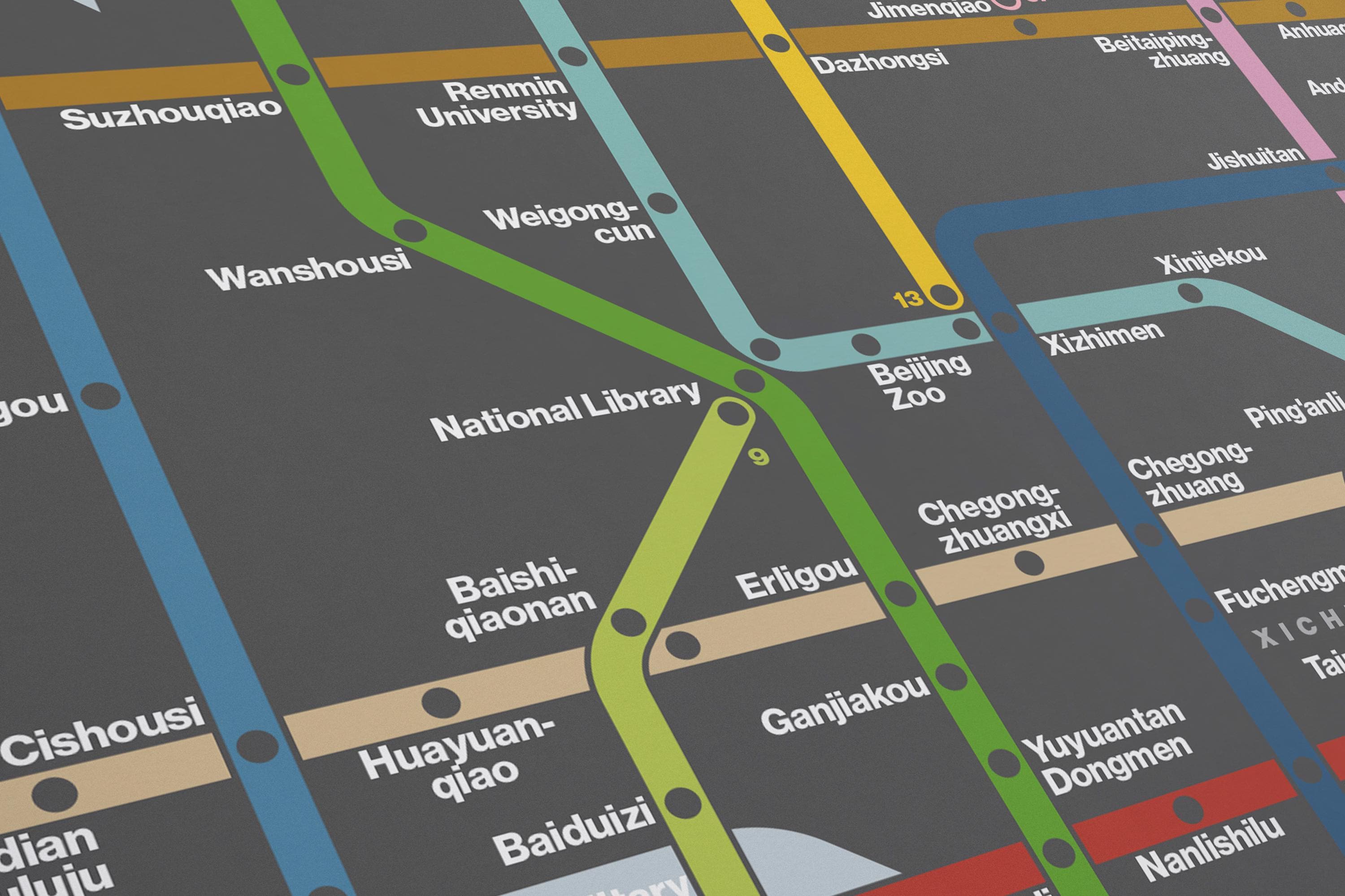 Beijing Metro / English Dark Mode System Map