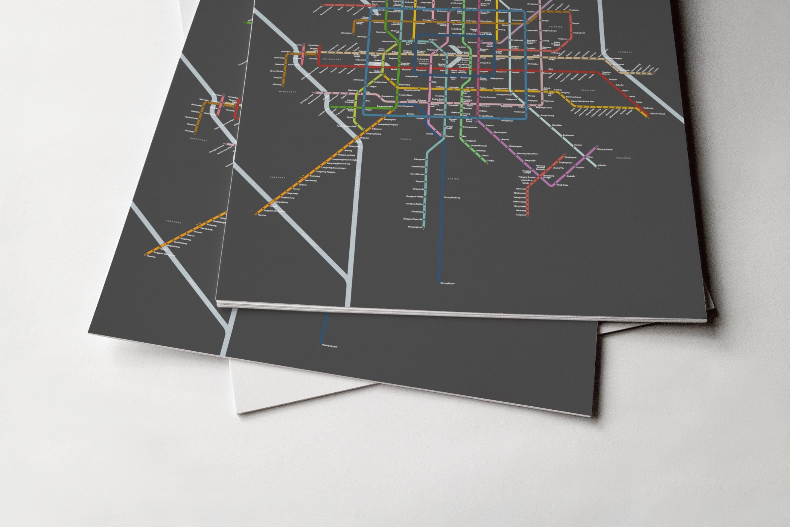 Beijing Metro / English Dark Mode System Map