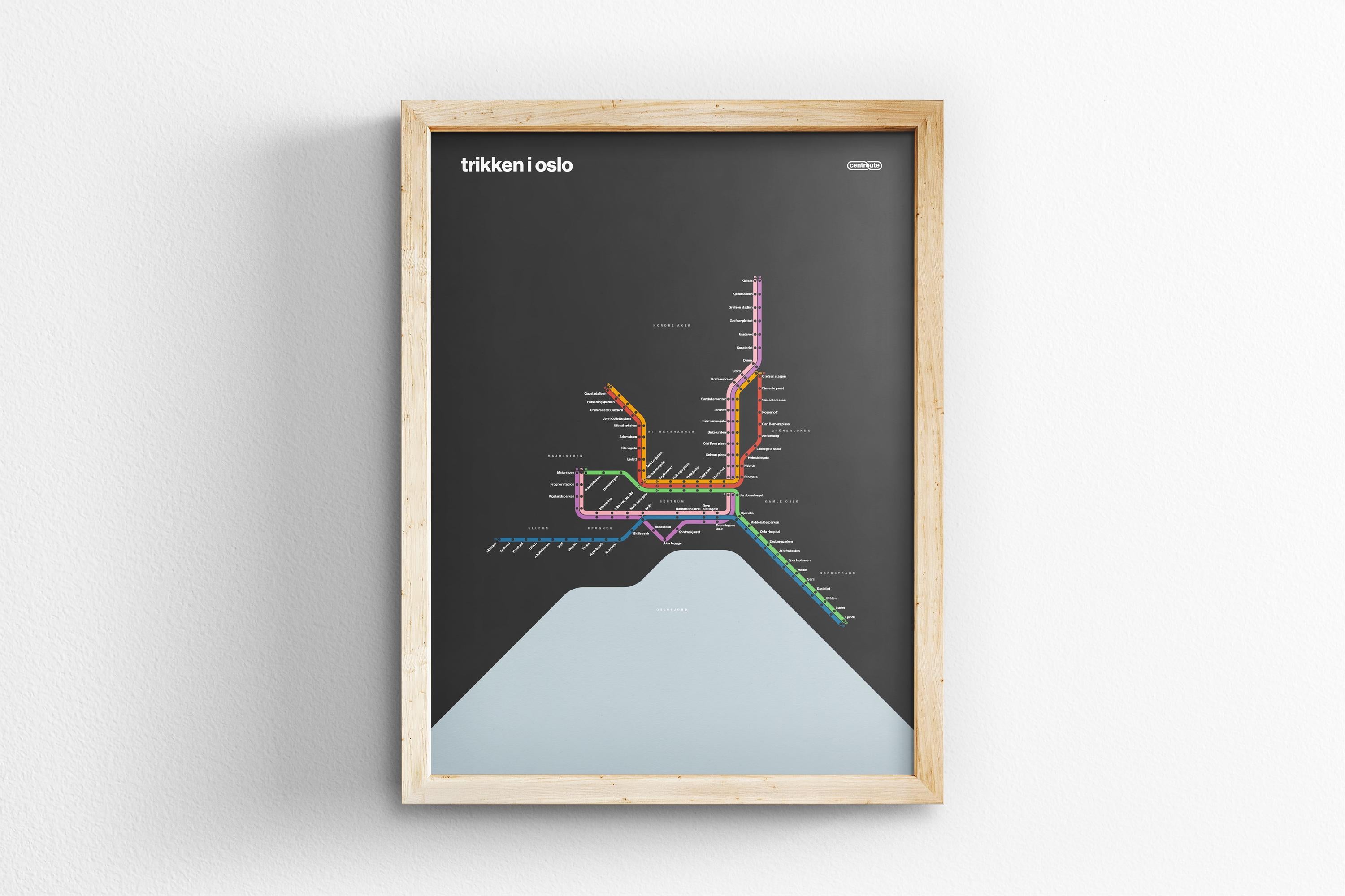 Oslo Trams / Dark Mode System Map