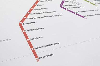 Houston METRORail Map – Light Mode