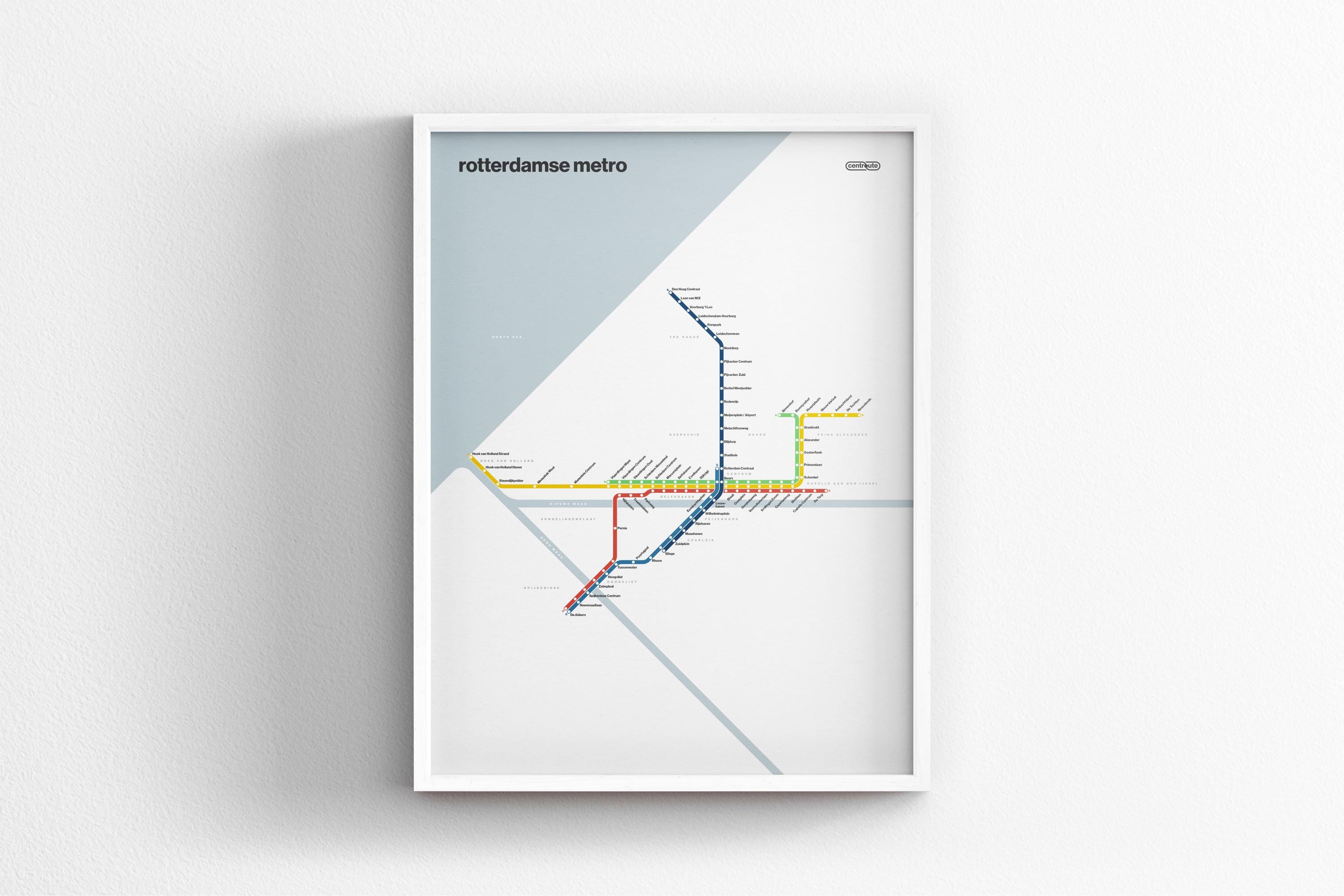 Rotterdam Metro / Light Mode System Map