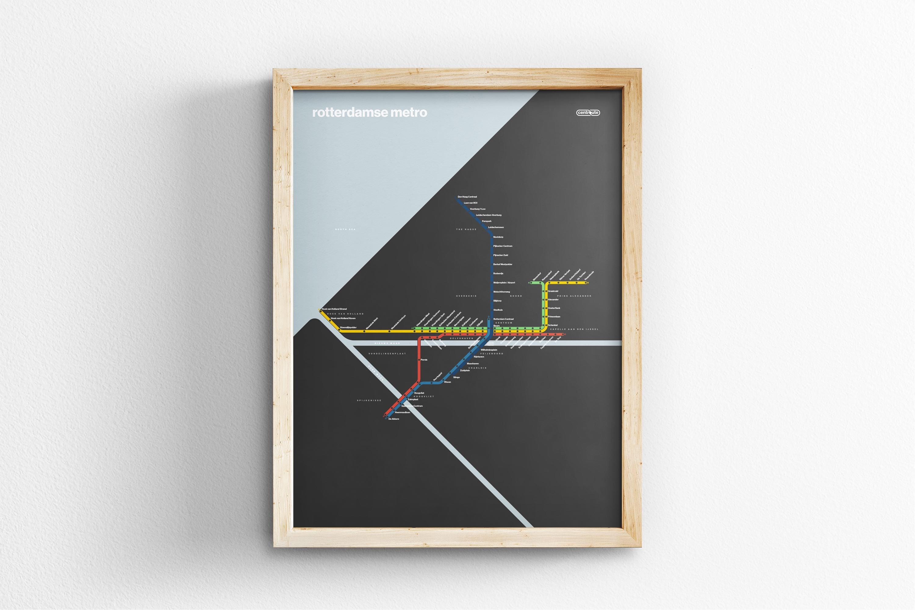 Rotterdam Metro / Dark Mode System Map