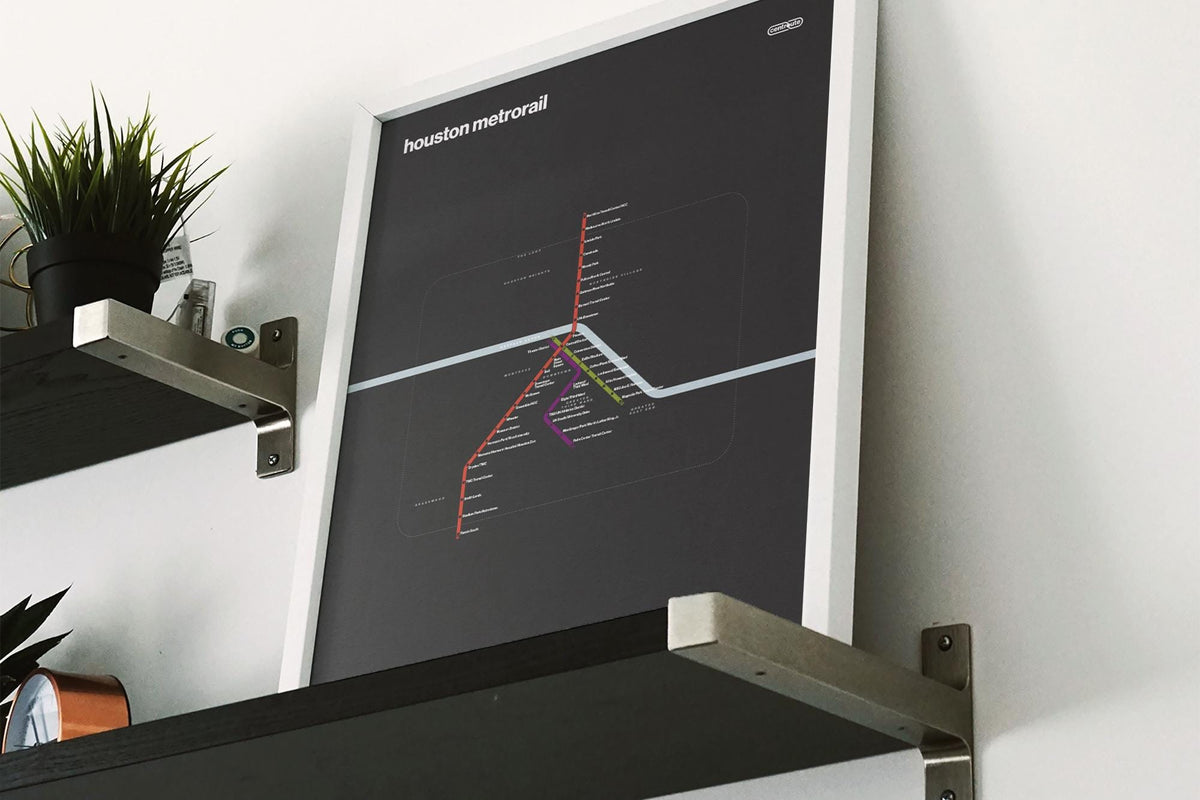 Houston METRORail Map – Dark Mode