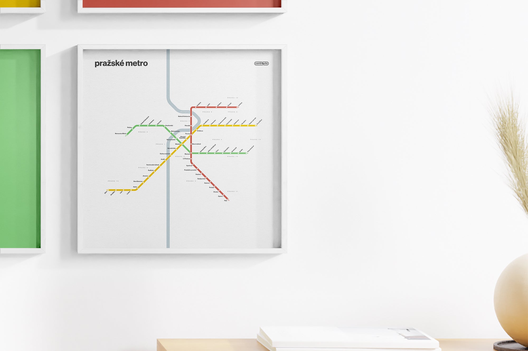 a minimalist subway map with a clean, white background and a simple, colorful design.