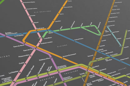 Paris Metro Map –  Vertical Dark Mode