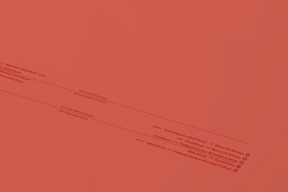 The image is a red-orange abstract background with white text and lines, creating a sense of movement and direction.