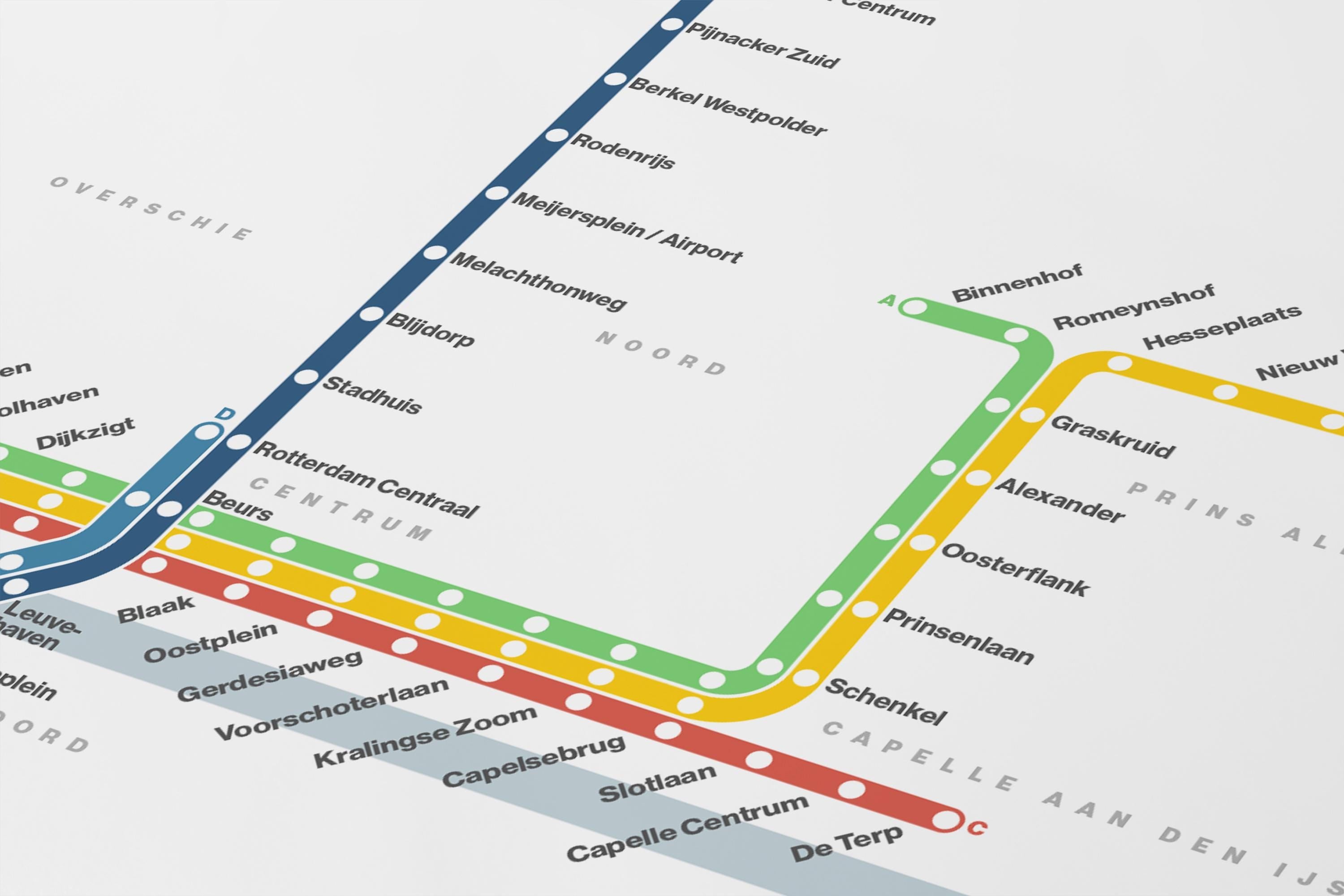 Rotterdam Metro / Light Mode System Map
