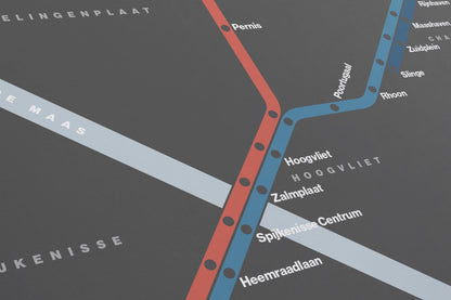 Rotterdam Metro / Dark Mode System Map