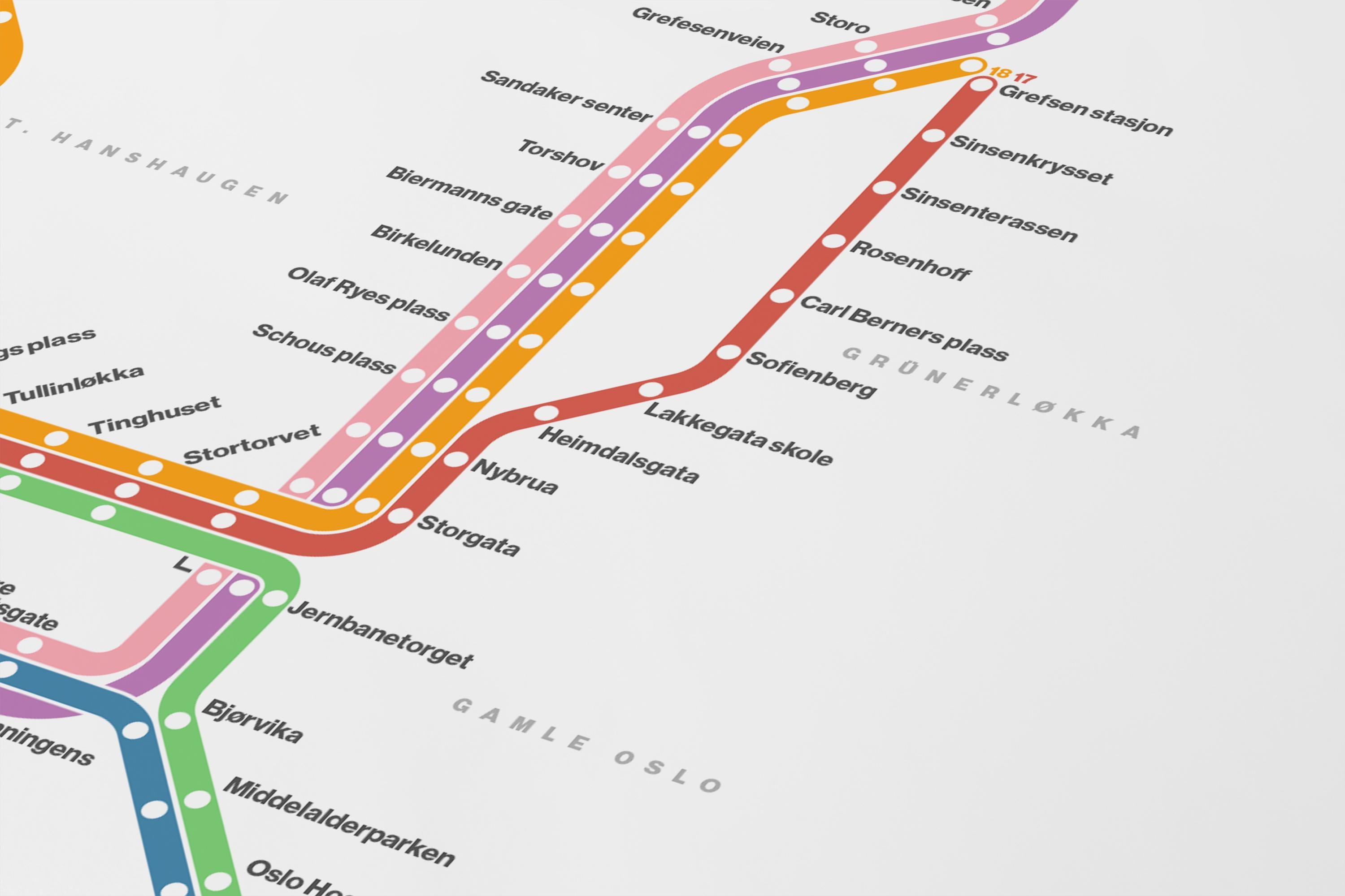 Oslo Trams / Light Mode System Map
