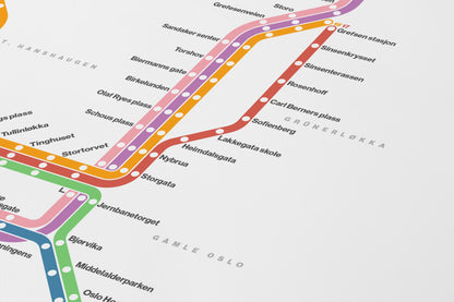 Oslo Trams / Light Mode System Map