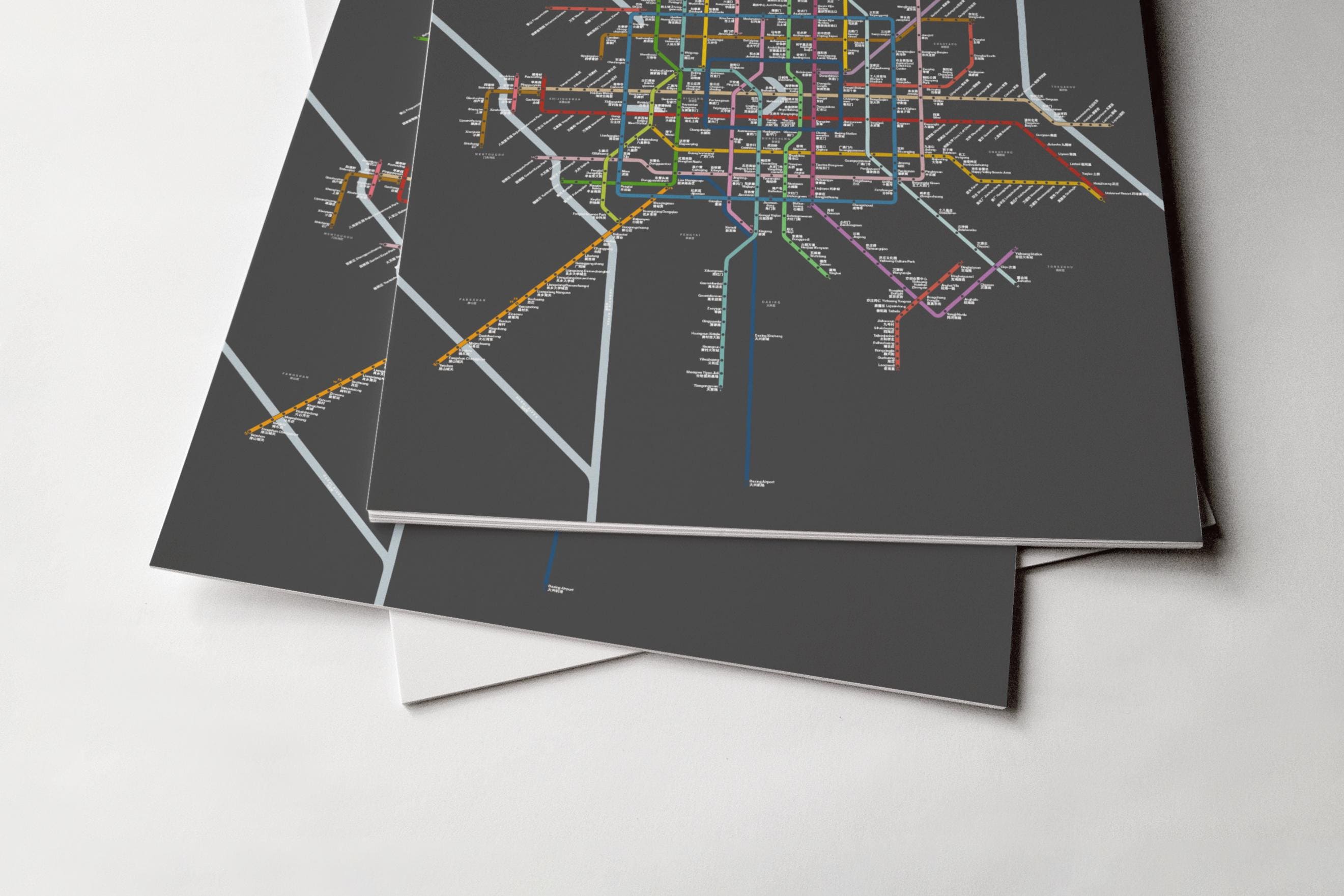 Beijing Metro / Bilingual Dark Mode System Map