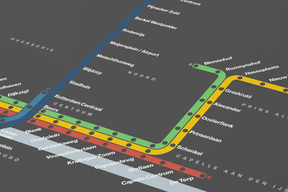 Rotterdam Metro / Dark Mode System Map