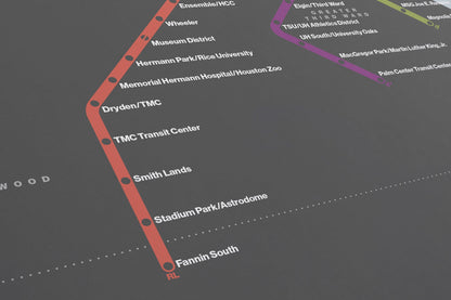 Houston METRORail Map – Dark Mode