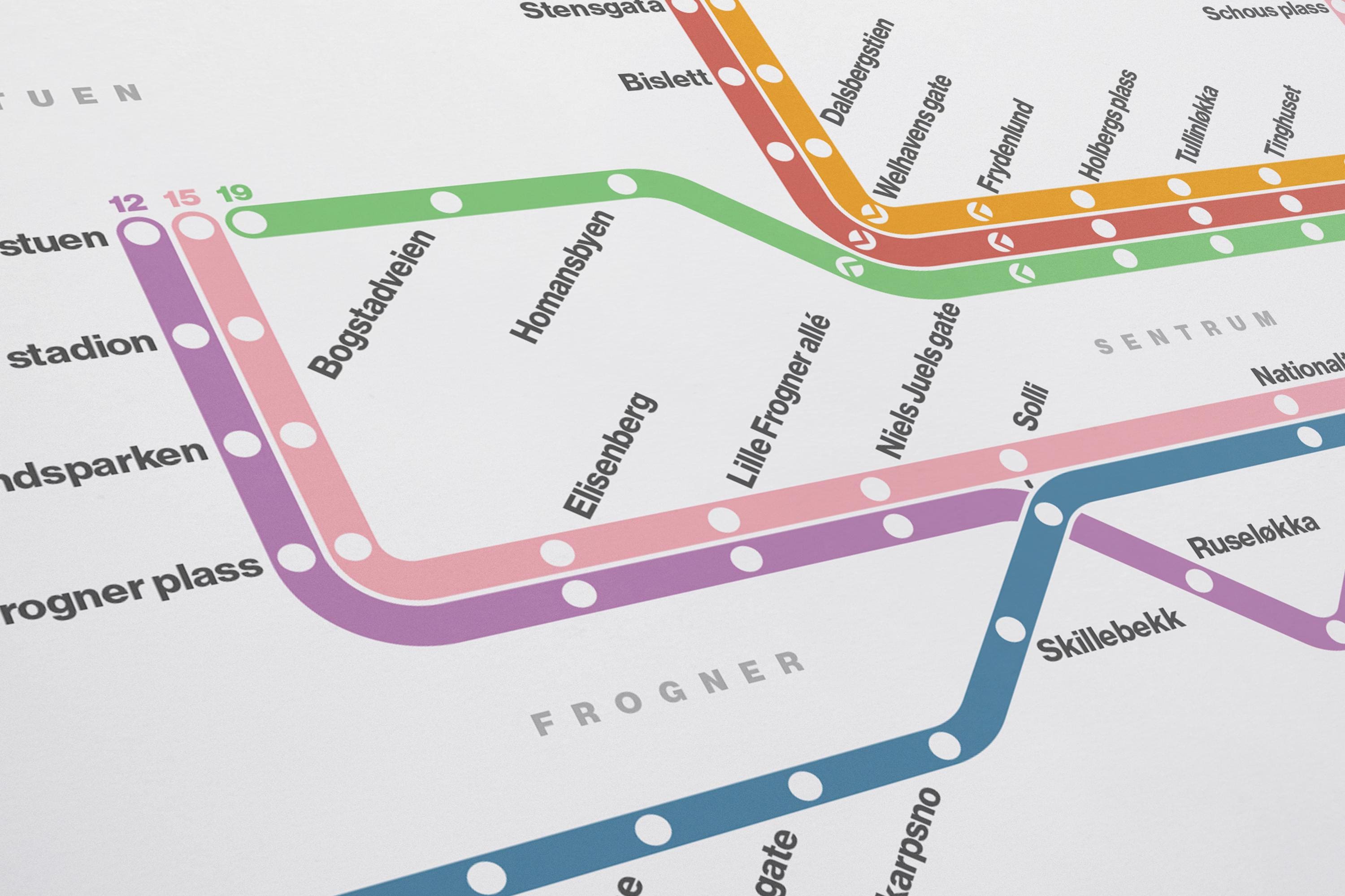 Oslo Trams / Light Mode System Map