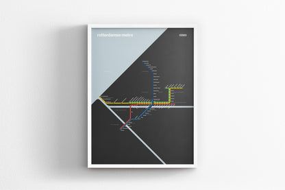 Rotterdam Metro / Dark Mode System Map