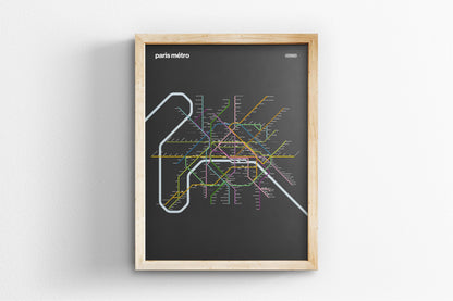 Paris Metro Map –  Vertical Dark Mode