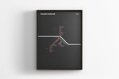 Houston METRORail Map – Dark Mode