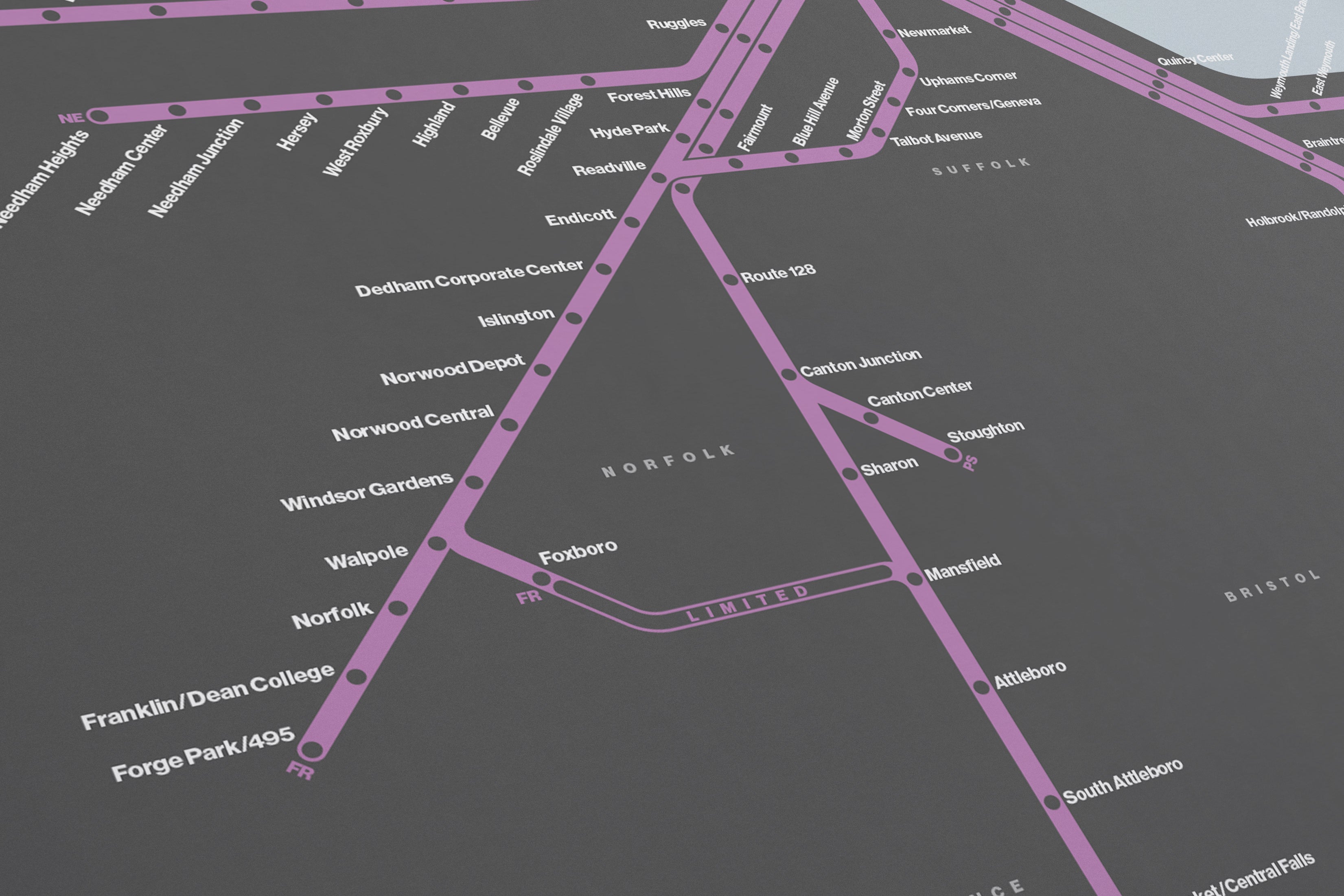 Boston Commuter Rail / Dark Mode System Map