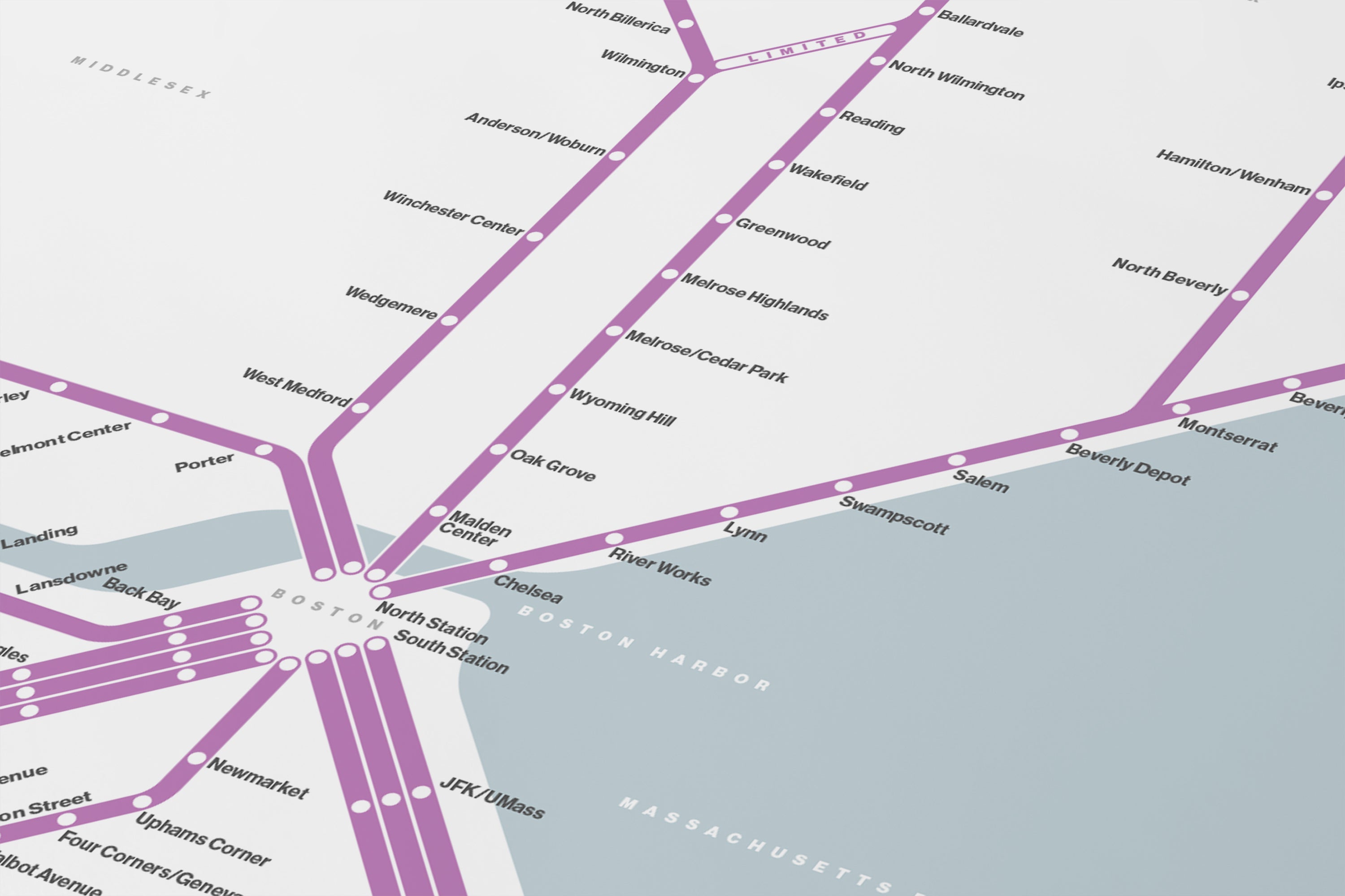 Boston Commuter Rail / Light Mode System Map