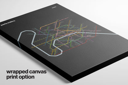 Paris Metro Map –  Vertical Dark Mode