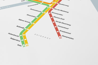 Amsterdam Metro / Light Mode System Map
