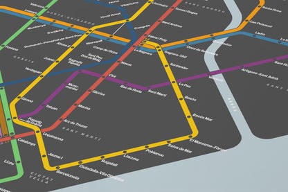 Barcelona Metro / Dark Mode System Map