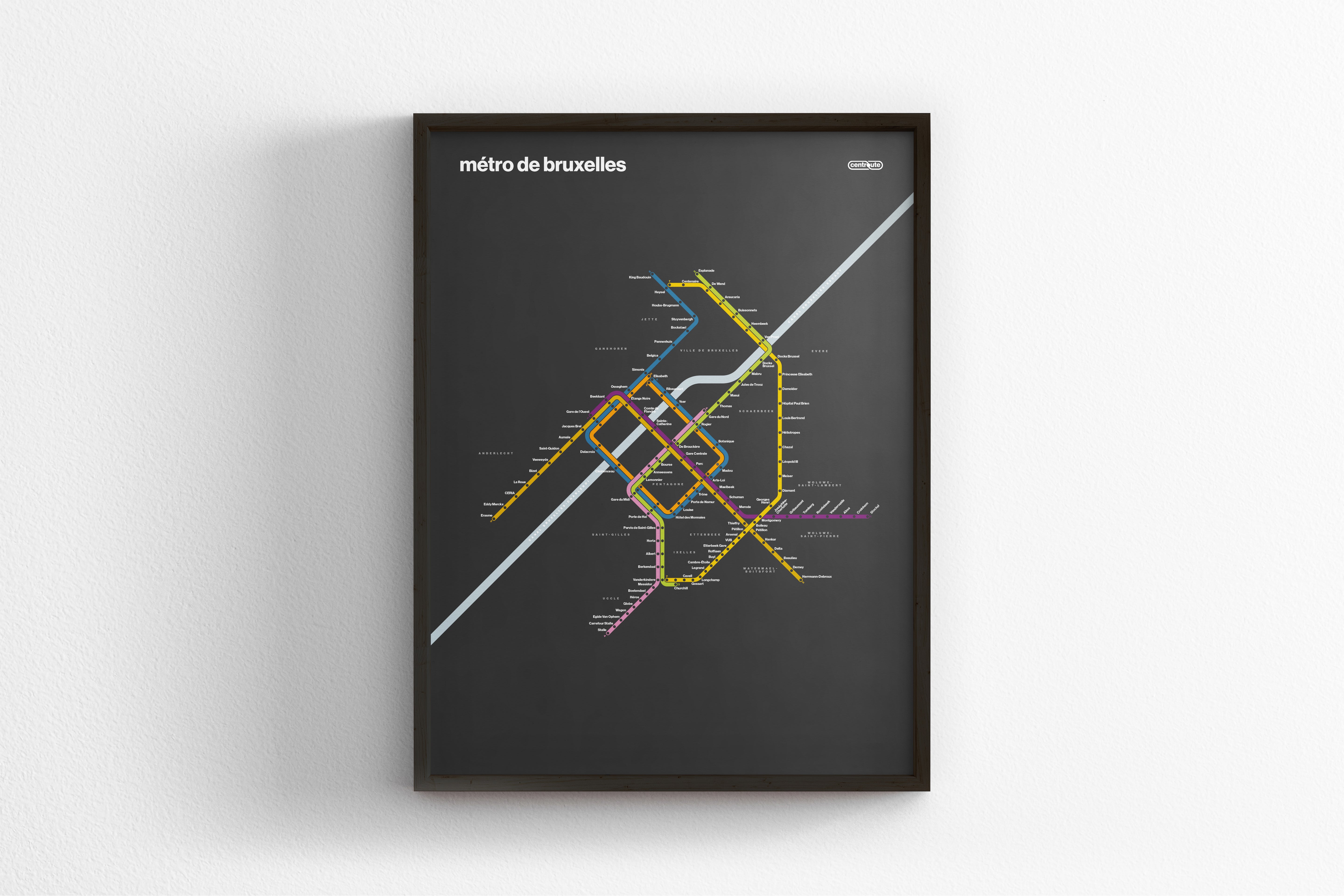 Brussels Metro / Dark Mode System Map