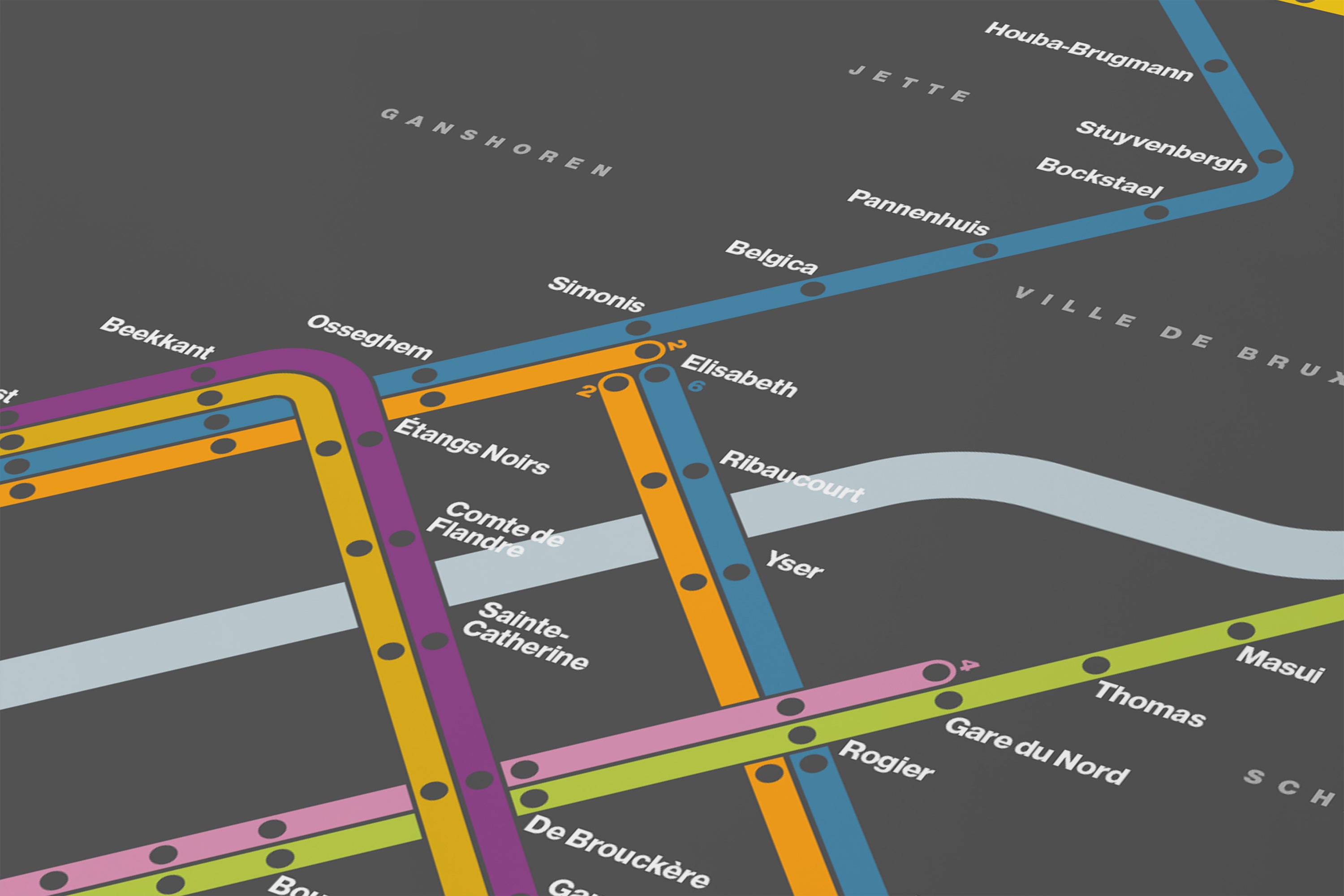 Brussels Metro / Dark Mode System Map