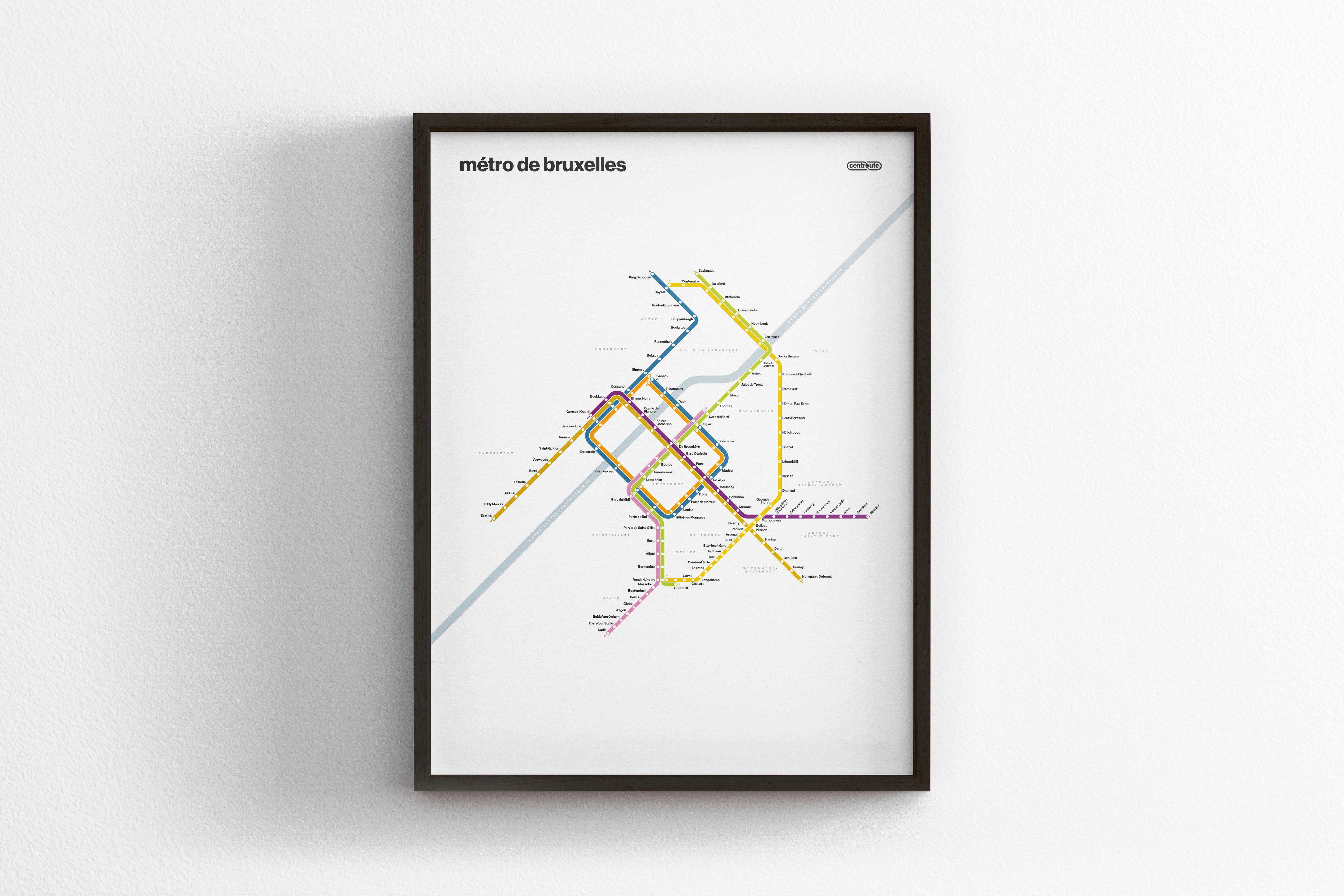 Brussels Metro / Light Mode System Map