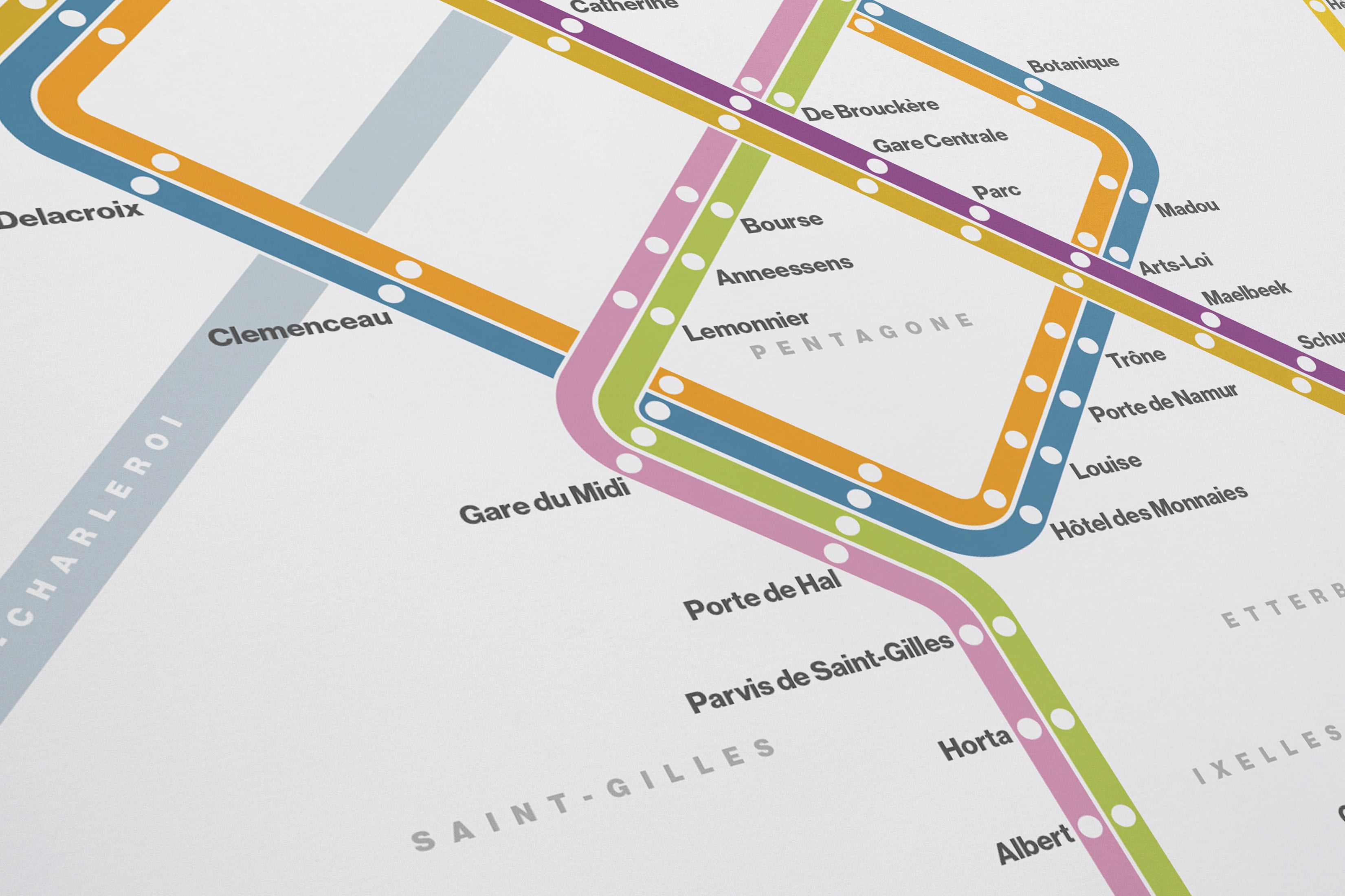 Brussels Metro / Light Mode System Map
