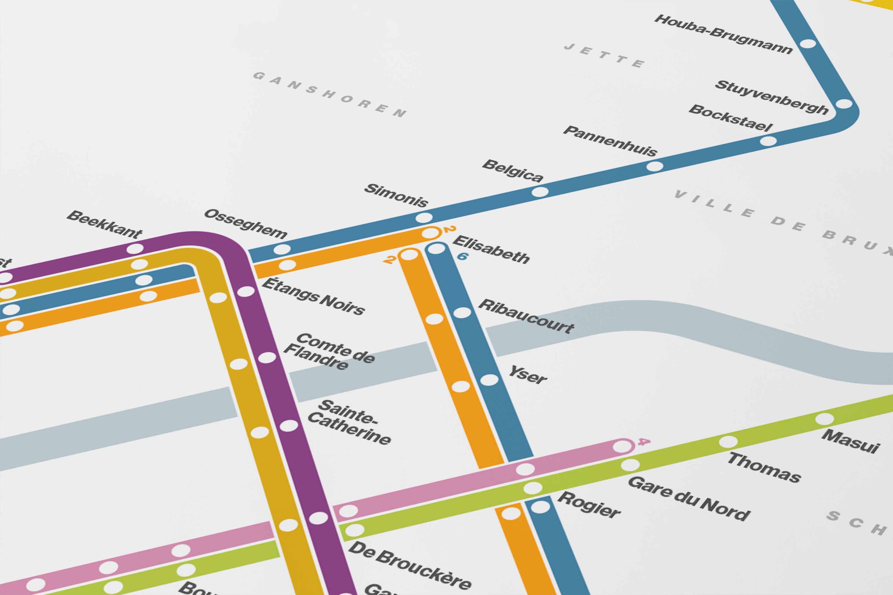 Brussels Metro / Light Mode System Map