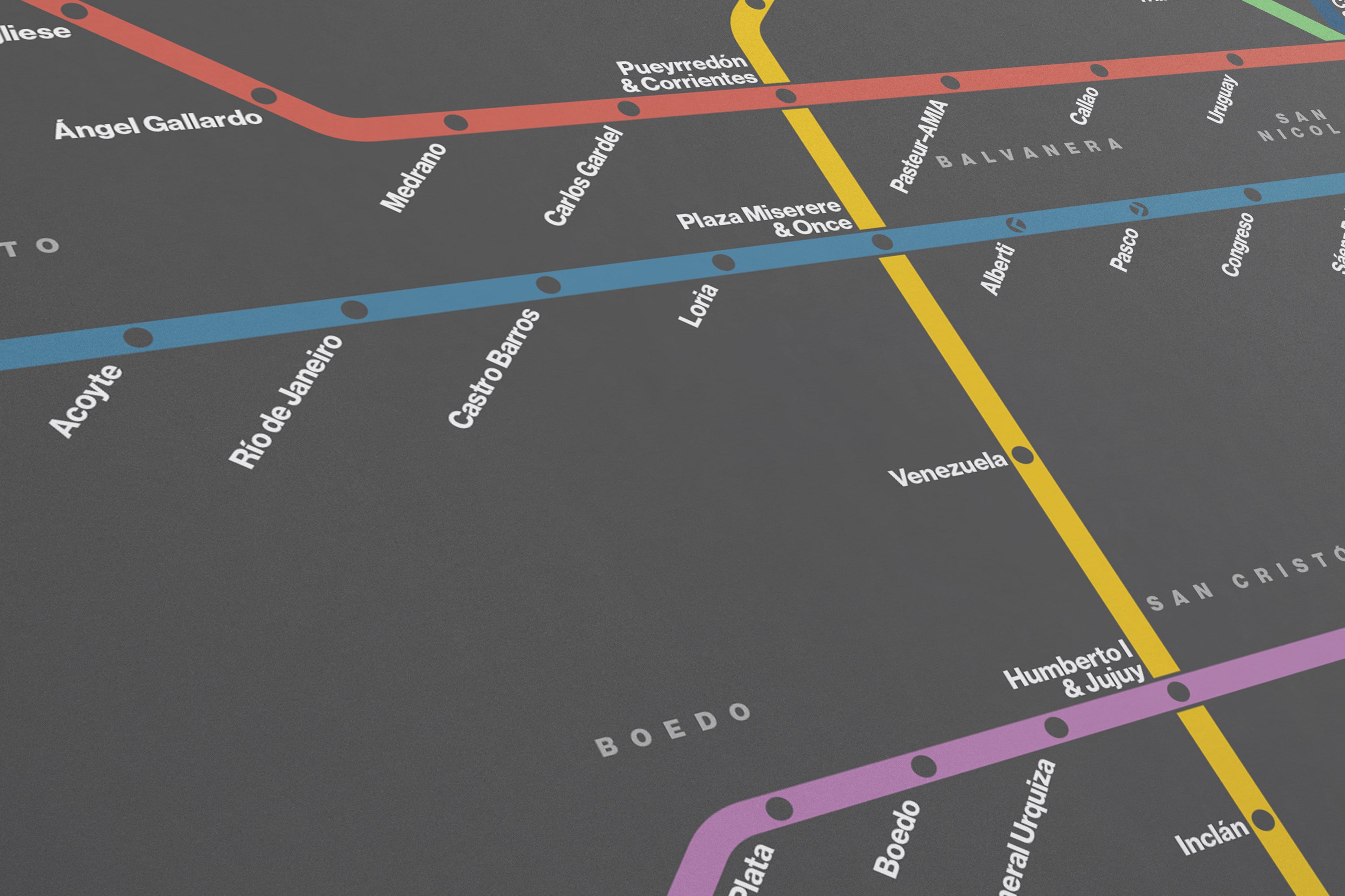 Buenos Aires Subte / Dark Mode System Map