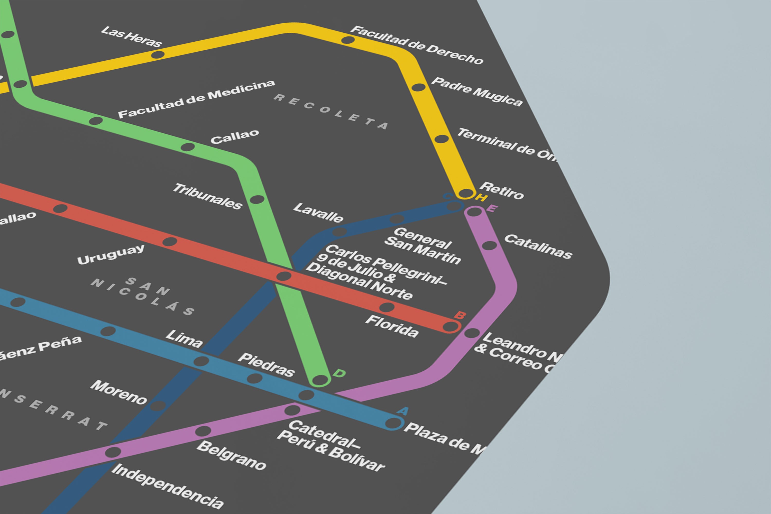 Buenos Aires Subte / Dark Mode System Map