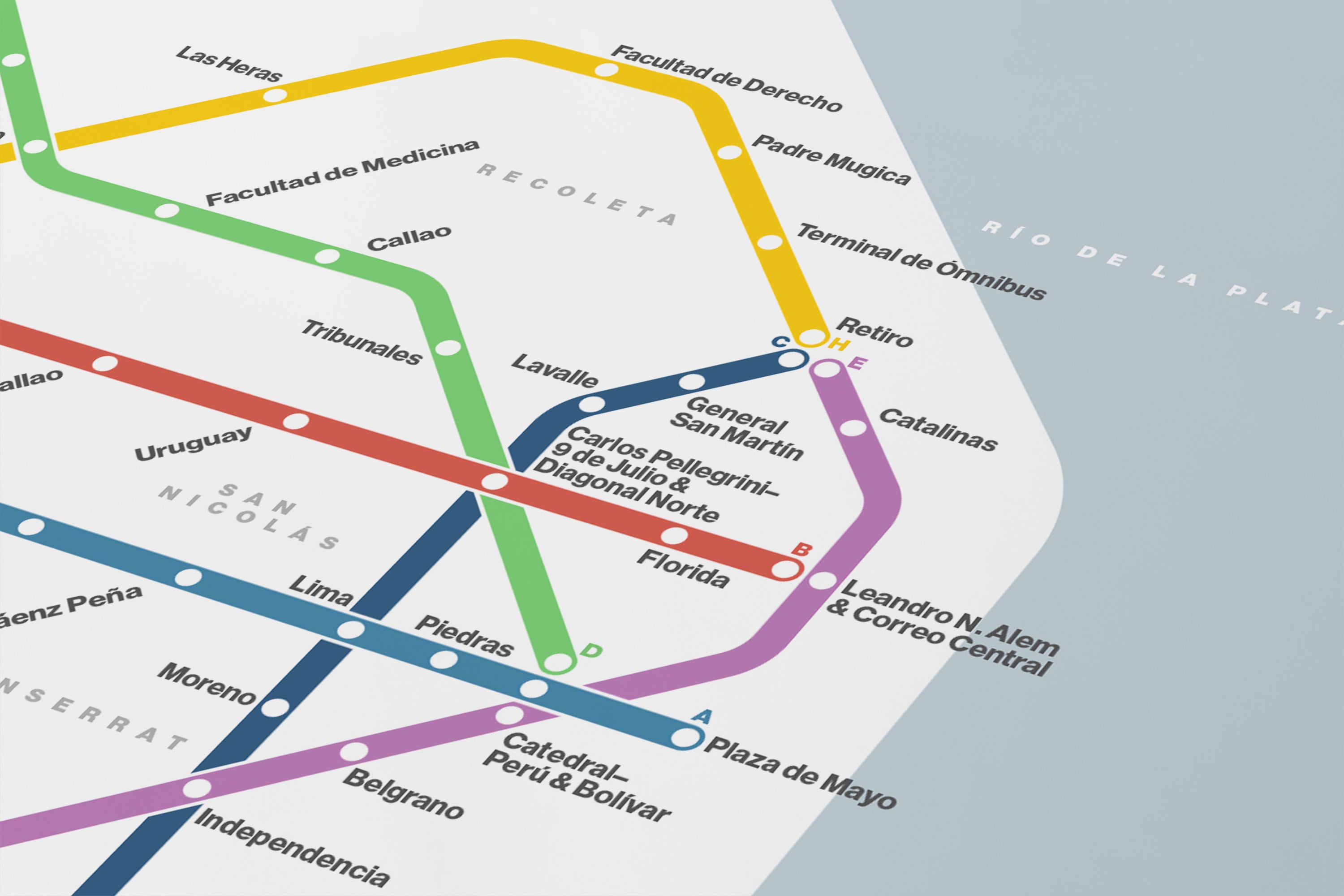 Buenos Aires Subte / Light Mode System Map