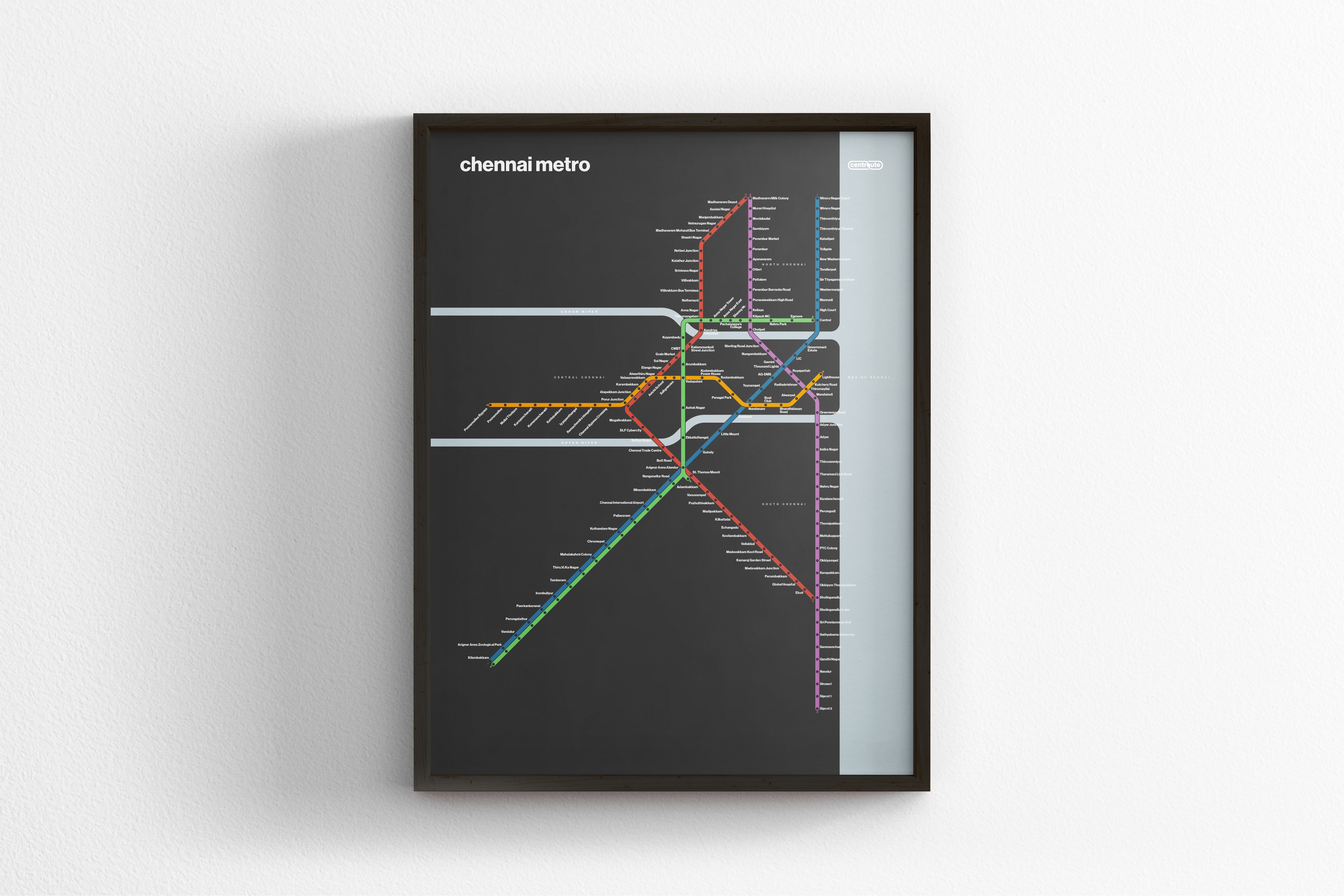 Chennai Metro / Dark Mode System Map