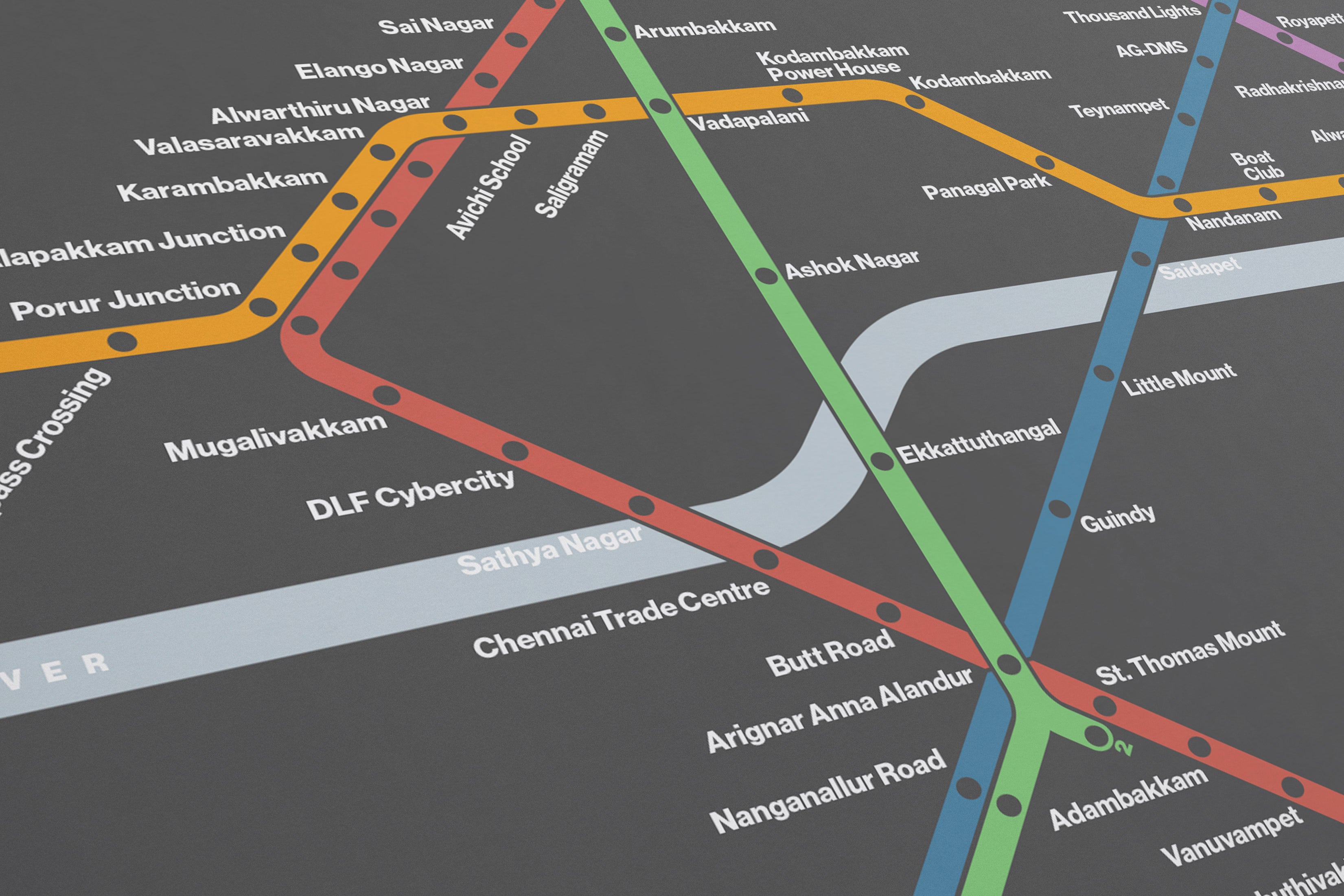 Chennai Metro / Dark Mode System Map