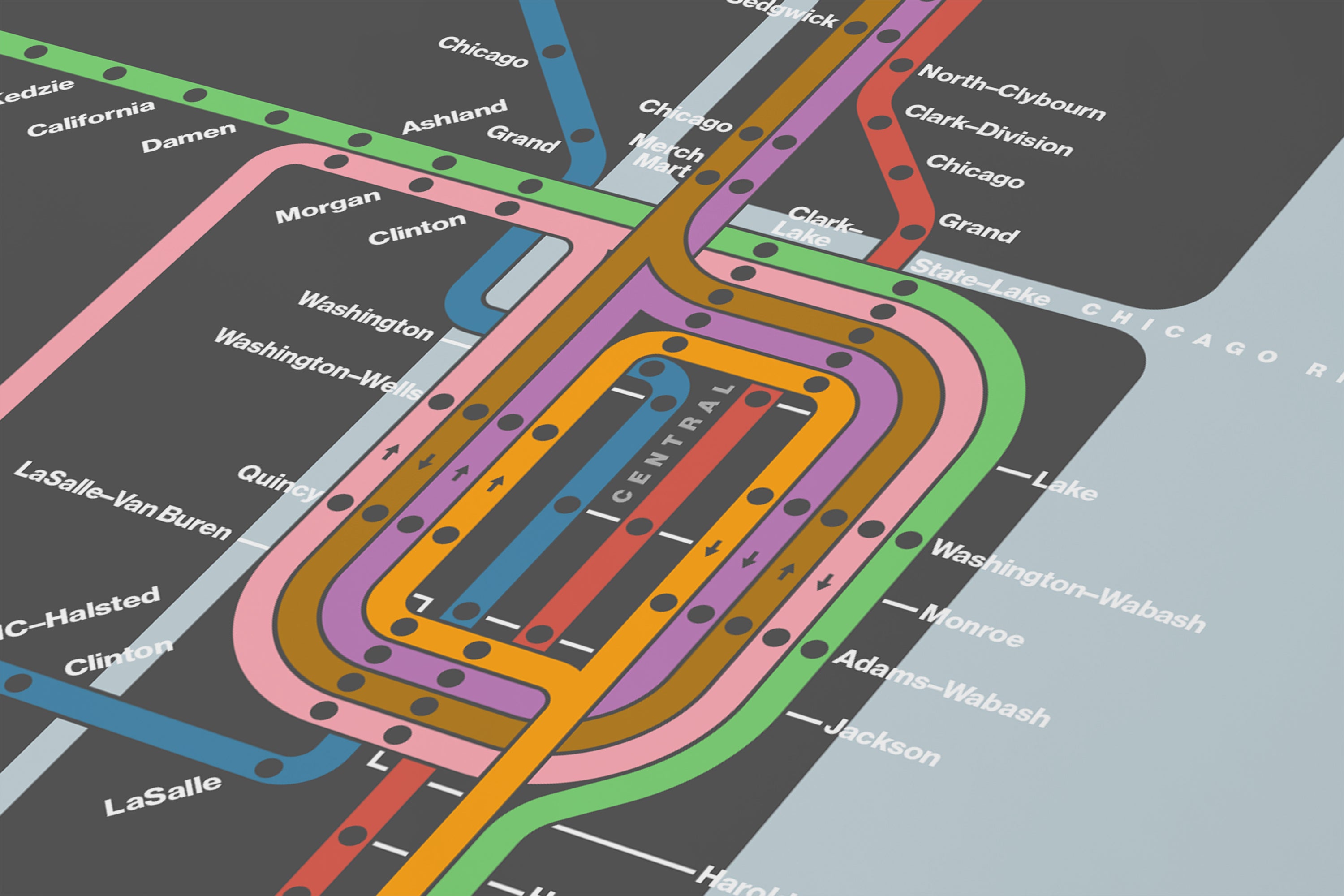Chicago L / Dark Mode System Map