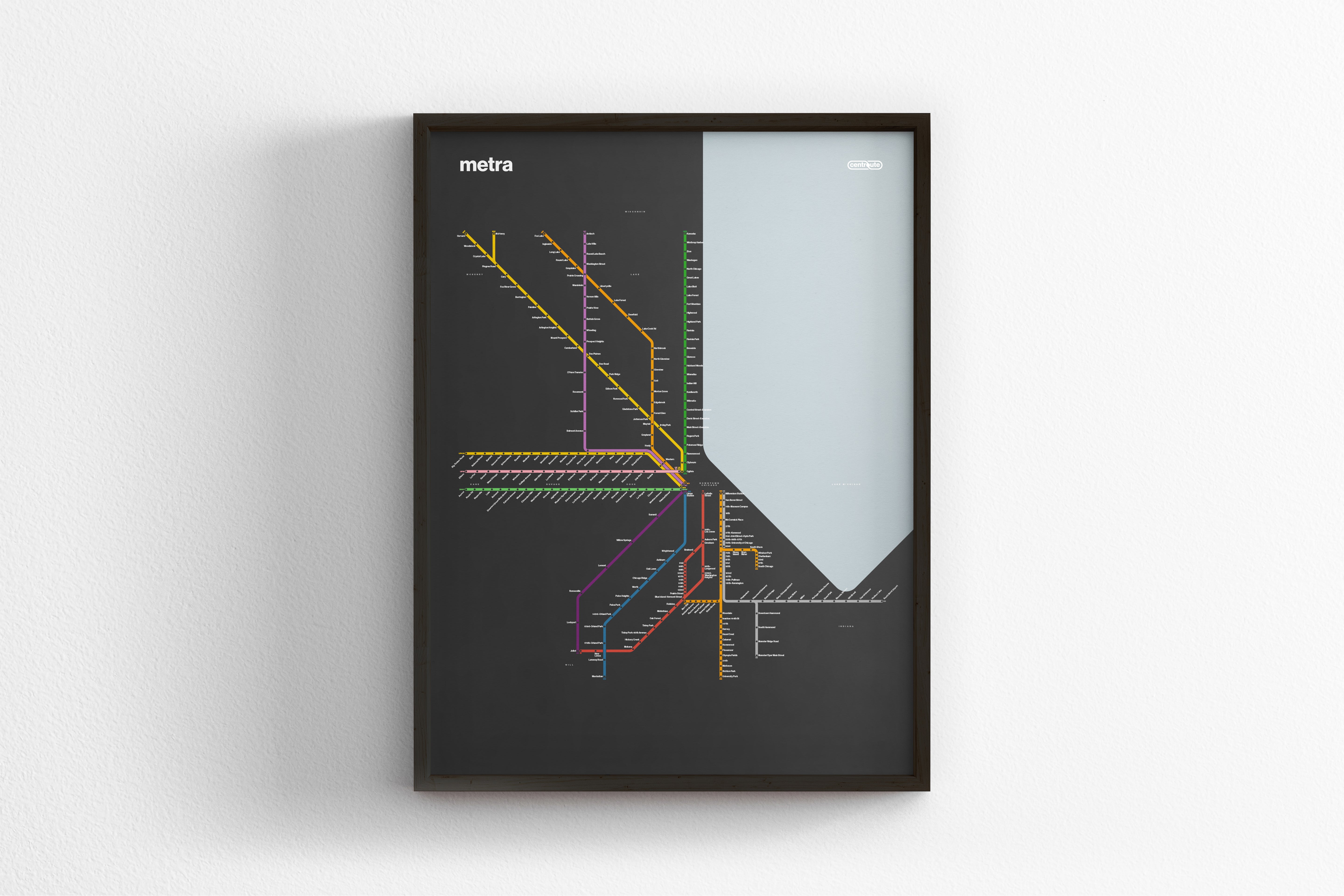 Metra Rail / Dark Mode System Map