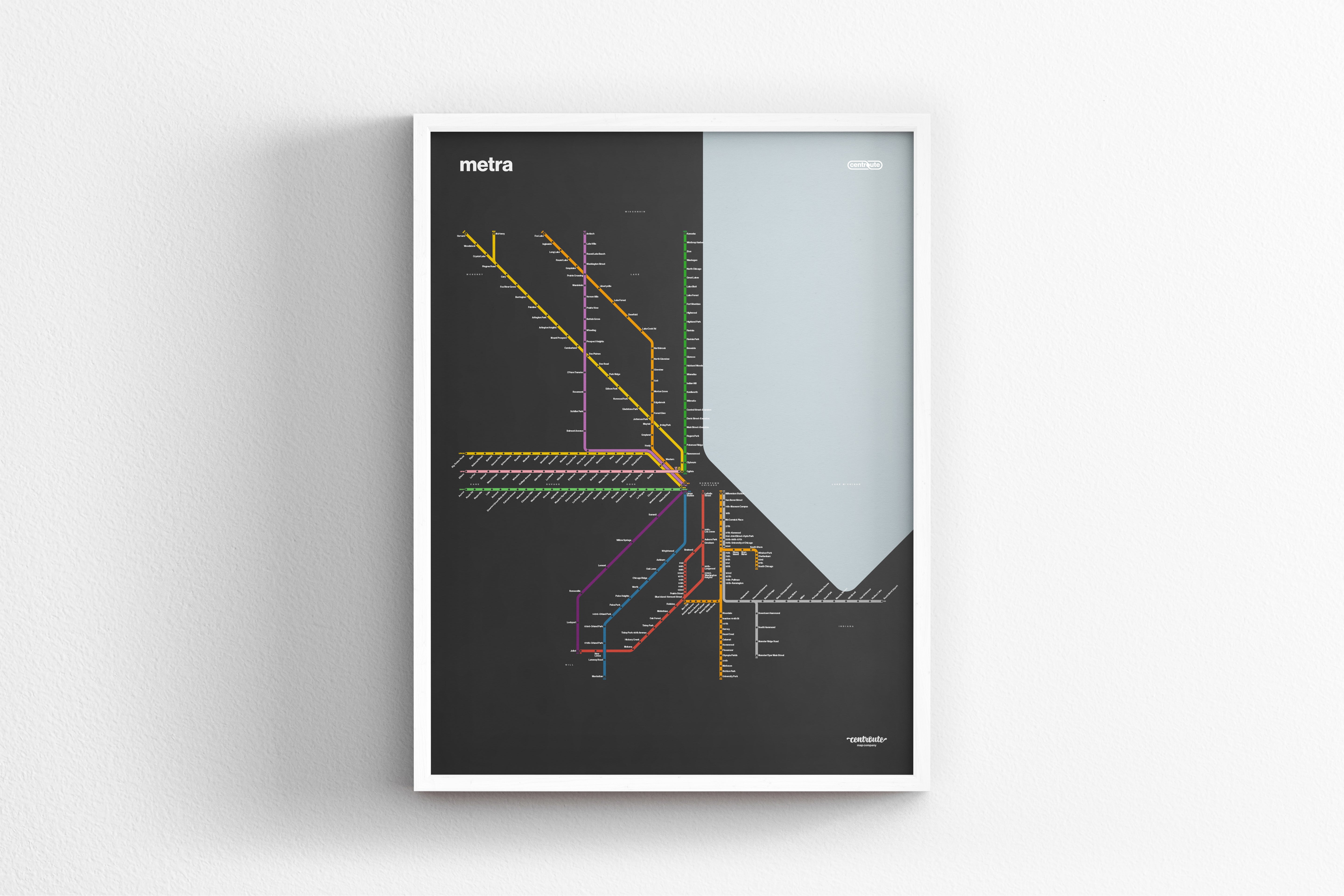 Metra Rail / Dark Mode System Map