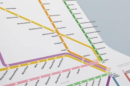 Metra Rail / Light Mode System Map