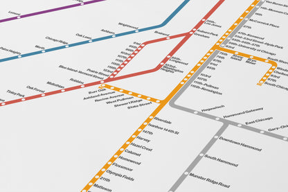Metra Rail / Light Mode System Map