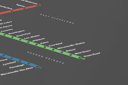 Cleveland RTA Rail / Dark Mode System Map