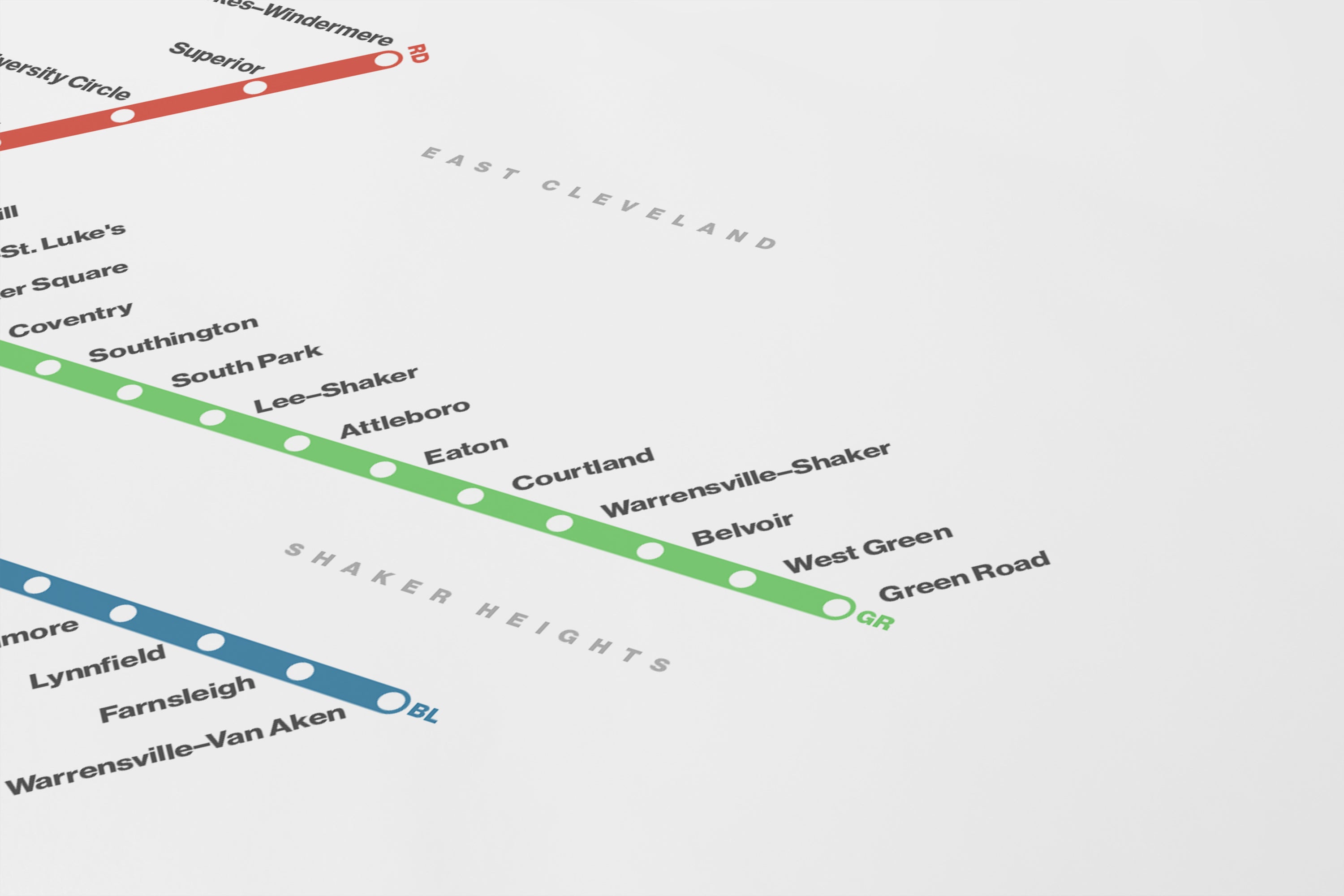 Cleveland RTA Rail / Light Mode System Map