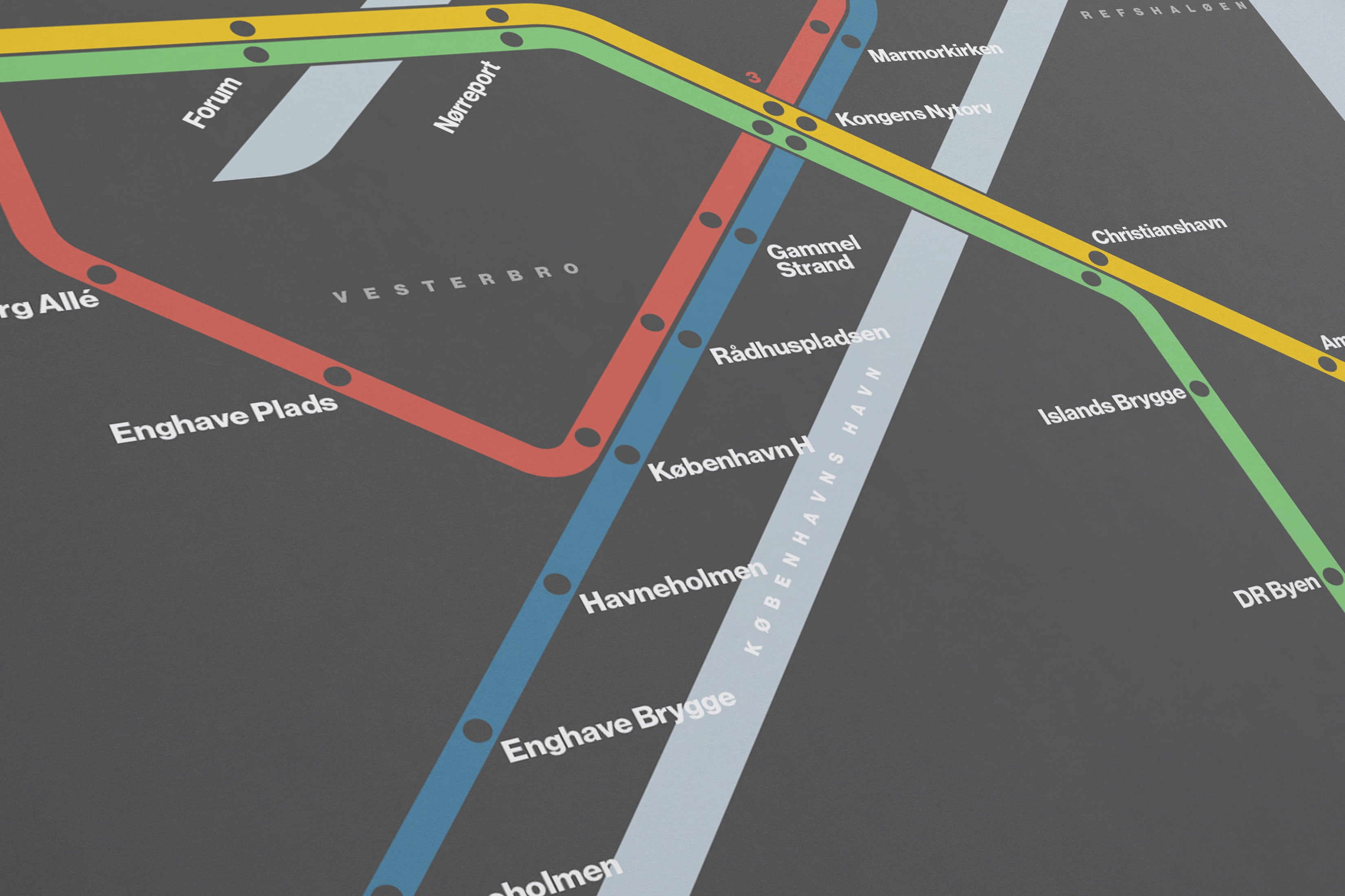 Copenhagen Metro / Dark Mode System Map