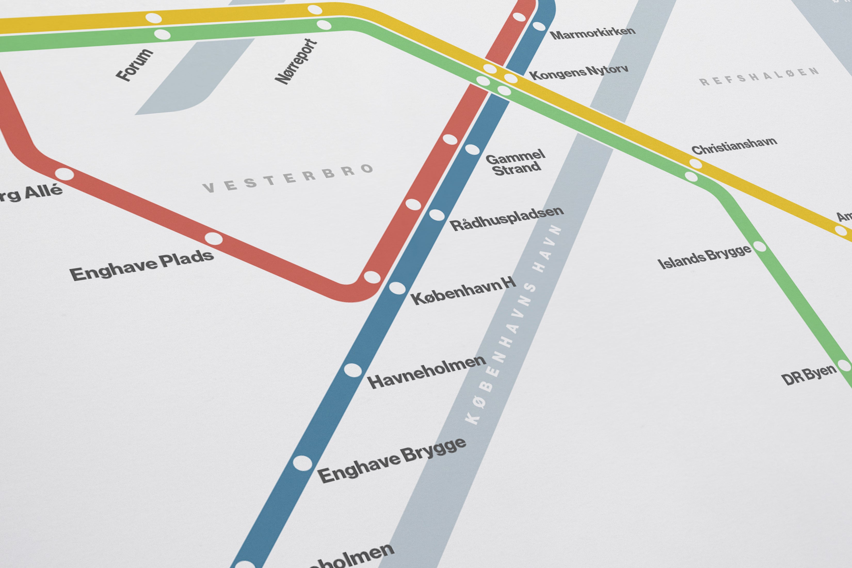 Copenhagen Metro / Light Mode System Map