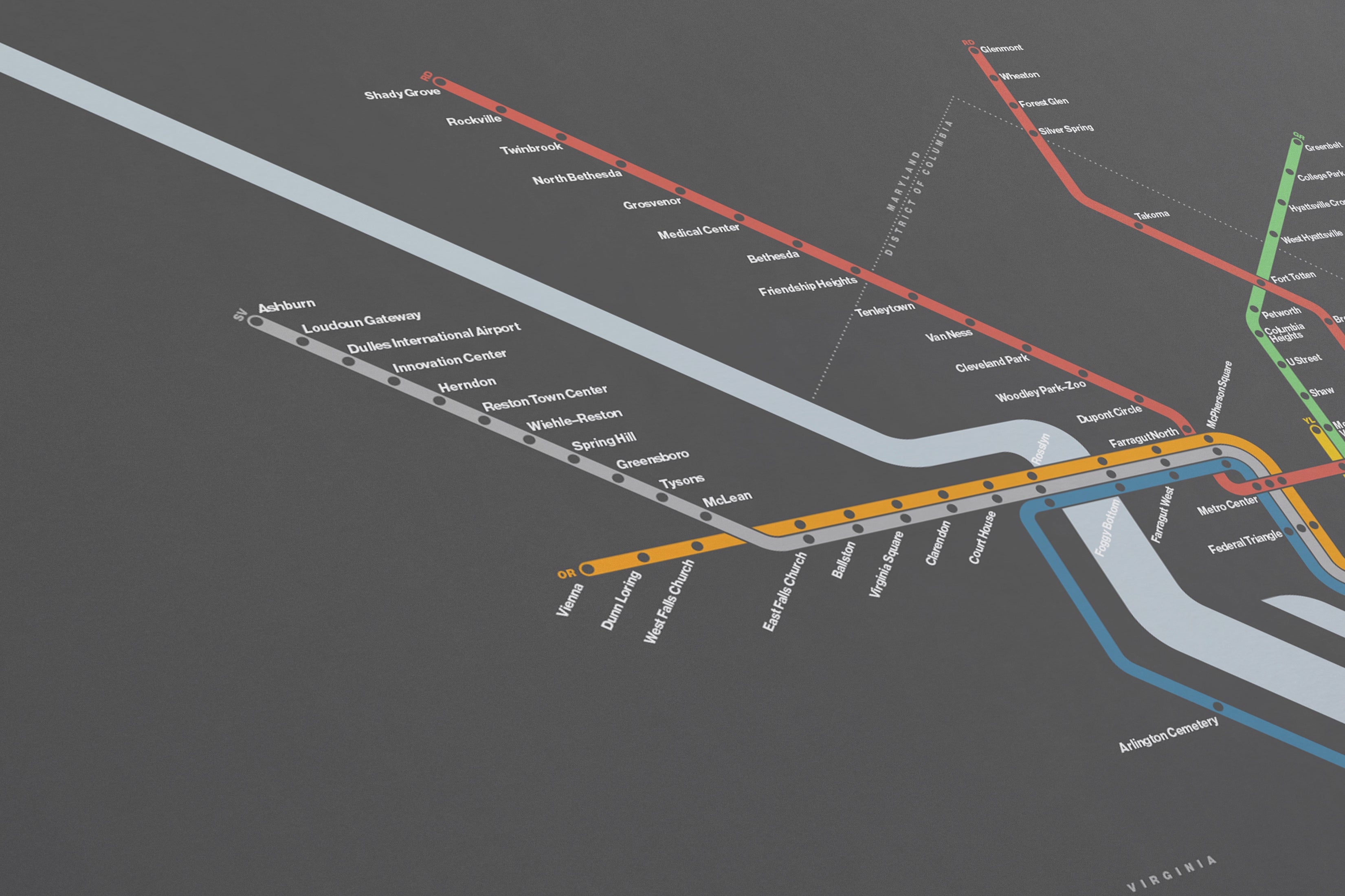 DC Metro / Dark Mode System Map