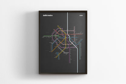 Delhi Metro / Dark Mode System Map / English