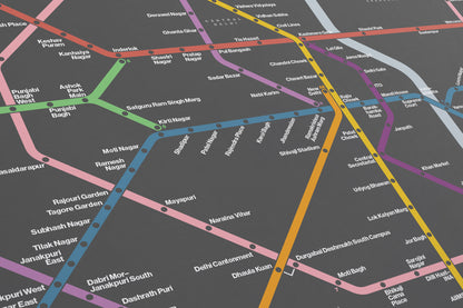Delhi Metro / Dark Mode System Map / English