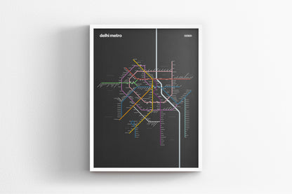 Delhi Metro / Dark Mode System Map / English